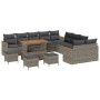 Conjunto de sofá de jardín con cojín 14 pcs Gris Poliratán