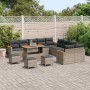 Conjunto de sofá de jardín con cojín 14 pcs Gris Poliratán