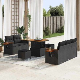 Conjunto de sofá de jardín Manual 8 pcs Negro 80 x 80 x 71 cm