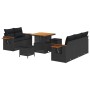 Conjunto de sofá de jardín Manual 8 pcs Negro 80 x 80 x 71 cm