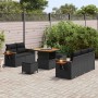 Conjunto de sofá de jardín Manual 8 pcs Negro 80 x 80 x 71 cm