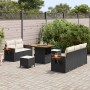 Conjunto de sofá de jardín 8 pcs Negro y crema 80 x 80 x 71 cm