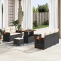 Conjunto de sofá de jardín 8 pcs Negro y crema 90 x 55 x 71 cm