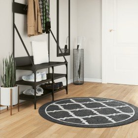 Alfombra lavable antideslizante negro y blanco Ø 120 cm