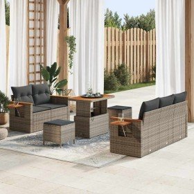 Conjunto de sofá de jardín con cojín 8 pcs Gris 90 x 55 x 71 cm