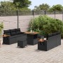 Conjunto de sofá de jardín Manual 9 pcs Negro 80 x 80 x 71 cm
