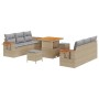 Conjunto de sofá de jardín con cojín 9 pcs beige y gris claro