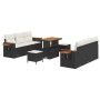 Conjunto de sofá de jardín 9 pcs Negro y crema 90 x 55 x 71 cm