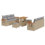 Conjunto de sofá de jardín con cojín 9 pcs beige y gris claro