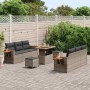 Conjunto de sofá de jardín con cojín 9 pcs Gris 90 x 55 x 71 cm