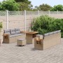 Conjunto de sofá de jardín con cojín 10 pcs beige y gris claro