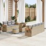 Conjunto de sofá de jardín con cojín 10 pcs beige y gris claro