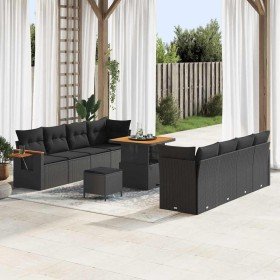 Conjunto de sofá de jardín Manual 11 pcs Negro 80 x 80 x 71 cm