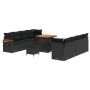Conjunto de sofá de jardín Manual 11 pcs Negro 80 x 80 x 71 cm