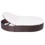 Tumbona de jardín con cortinas de ratán sintético marrón de vidaXL, Camas para exteriores - Ref: Foro24-42939, Precio: 367,26 €
