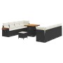 Conjunto de sofá de jardín 11 pcs Negro y crema 80 x 80 x 71 cm