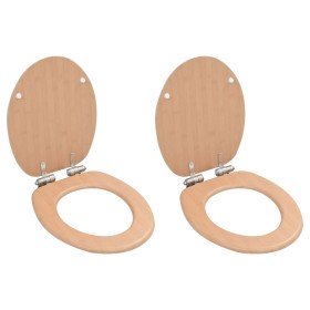 Asiento inodoro WC 2 uds tapa de cierre suave MDF diseño bambú