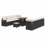 Conjunto de sofá de jardín 11 pcs Negro y crema 90 x 55 x 71 cm