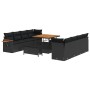 Conjunto de sofá de jardín 11 pcs Negro 100 x 100 x 71 cm