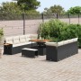 Conjunto de sofá de jardín con cojín 11 pcs Negro y crema