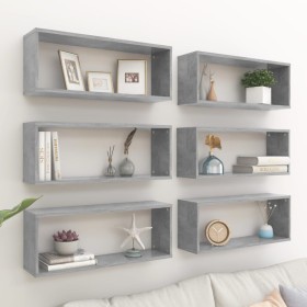 Cube wall shelf 6 units concrete gray plywood 60x15x23cm by vidaXL, Shelves and shelves - Ref: Foro24-807147, Price: 66,59 €,...