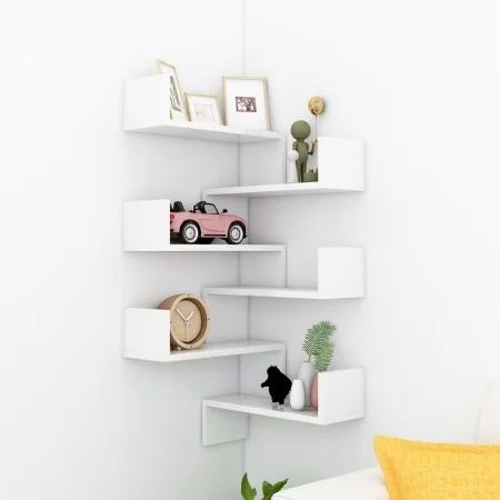 Wall corner shelf 2 pcs glossy white wood 40x40x50 cm by vidaXL, Shelves and shelves - Ref: Foro24-807236, Price: 30,48 €, Di...