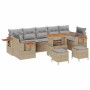 Conjunto de sofá de jardín con cojín 10 pcs beige y gris claro