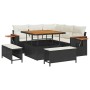 Conjunto de sofá de jardín con cojín Manual 8 pcs Negro y crema