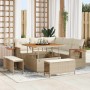Conjunto de sofá de jardín con cojín 8 pcs beige y crema