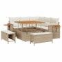 Conjunto de sofá de jardín con cojín 8 pcs beige y crema