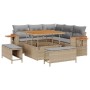 Conjunto de sofá de jardín con cojín 8 pcs beige y gris claro