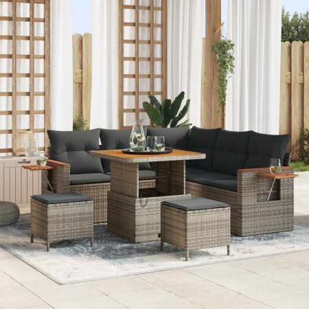 Conjunto de sofá de jardín con cojín 8 pcs Gris 80 x 80 x 71 cm