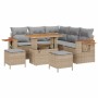 Conjunto de sofá de jardín con cojín 8 pcs beige y gris claro