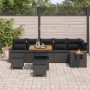 Conjunto de sofá de jardín 9 pcs Negro 80 x 80 x 71 cm