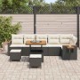 Conjunto de sofá de jardín 9 pcs Negro y crema 80 x 80 x 71 cm