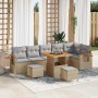 Conjunto de sofá de jardín con cojín 9 pcs beige y gris claro