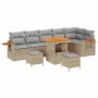 Conjunto de sofá de jardín con cojín 9 pcs beige y gris claro