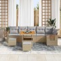 Conjunto de sofá de jardín con cojín 9 pcs beige y gris claro