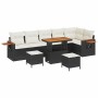 Conjunto de sofá de jardín 9 pcs Negro y crema 90 x 55 x 71 cm