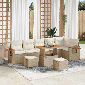 Conjunto de sofá de jardín 9 pcs beige y crema 90 x 55 x 71 cm Conjunto de sofá de jardín 9 pcs beige y crema 90 x 55 x 71 cm