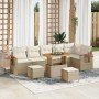 Conjunto de sofá de jardín 9 pcs beige y crema 90 x 55 x 71 cm