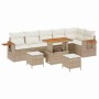 Conjunto de sofá de jardín 9 pcs beige y crema 90 x 55 x 71 cm