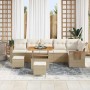 Conjunto de sofá de jardín 9 pcs beige y crema 90 x 55 x 71 cm