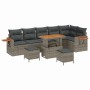 Conjunto de sofá de jardín con cojín 9 pcs Gris 90 x 55 x 71 cm