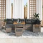 Conjunto de sofá de jardín con cojín 9 pcs Gris 90 x 55 x 71 cm