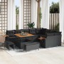 Conjunto de sofá de jardín 12 pcs Negro 100 x 100 x 71 cm