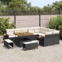 Conjunto de sofá de jardín con cojín 12 pcs Negro y crema