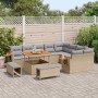 Conjunto de sofá de jardín con cojín 12 pcs beige y gris claro