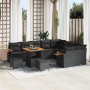 Conjunto de sofá de jardín Manual 12 pcs Negro 80 x 80 x 71 cm