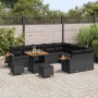 Conjunto de sofá de jardín Manual 12 pcs Negro 80 x 80 x 71 cm